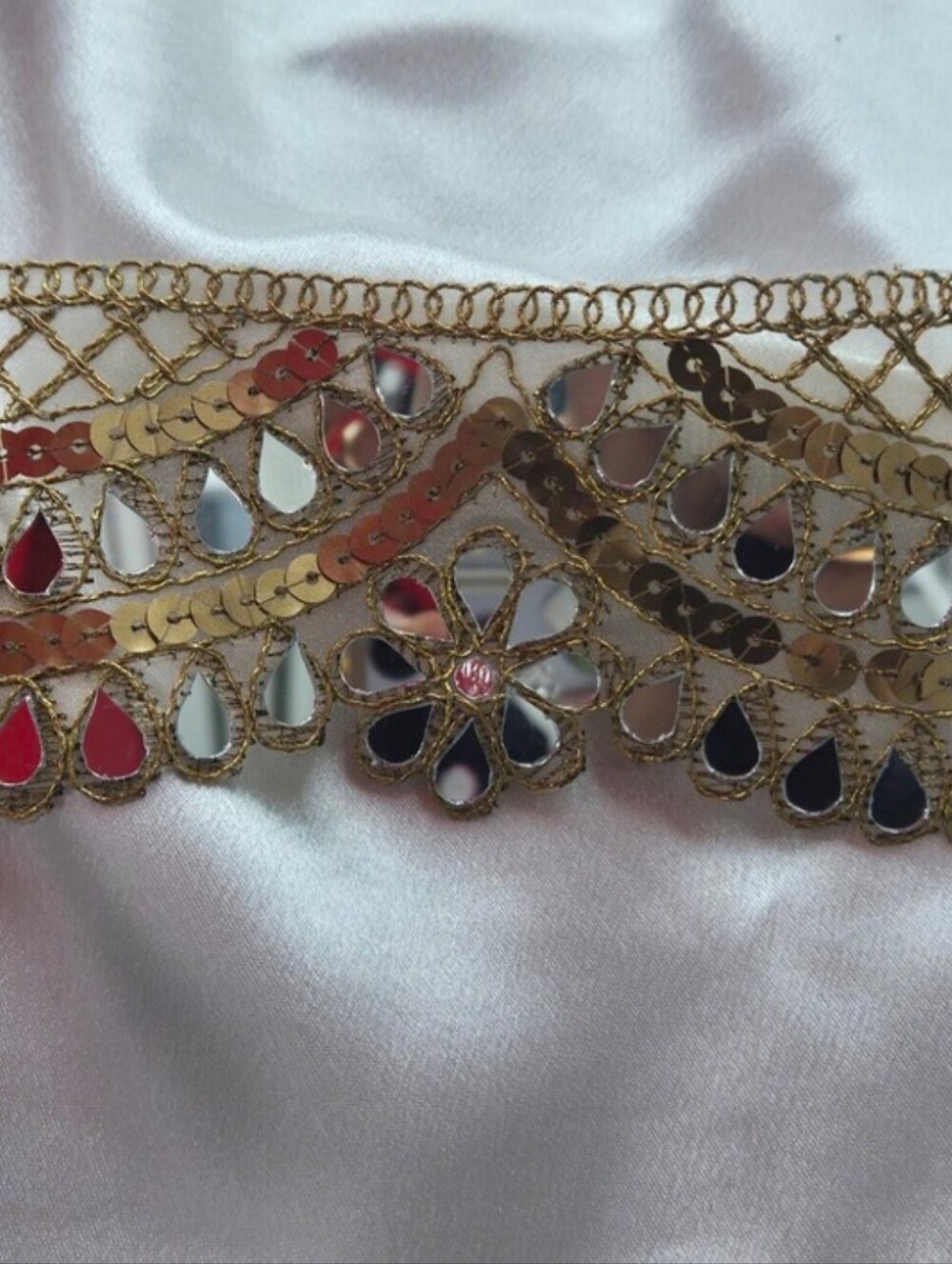 New Gold Mirrored Teardrop Lace Storm Choker Necklace - Picture 4 of 6